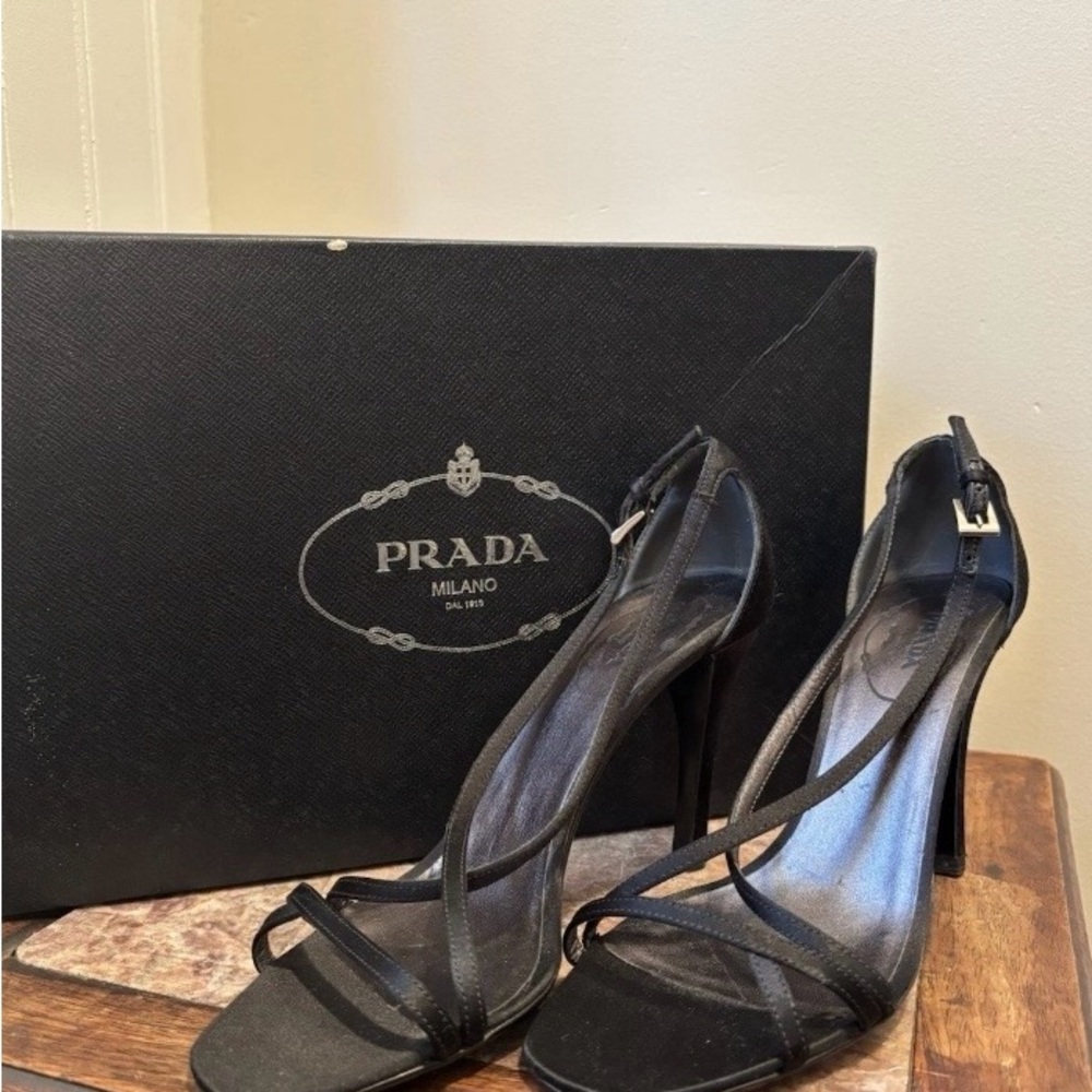 Authentic Prada Black Strappy Heels